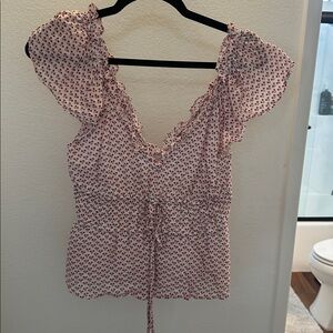 J. Crew Floral Ruffle Sleeve Blouse